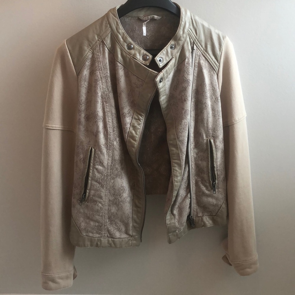 Free People tan leather jacket Size 0